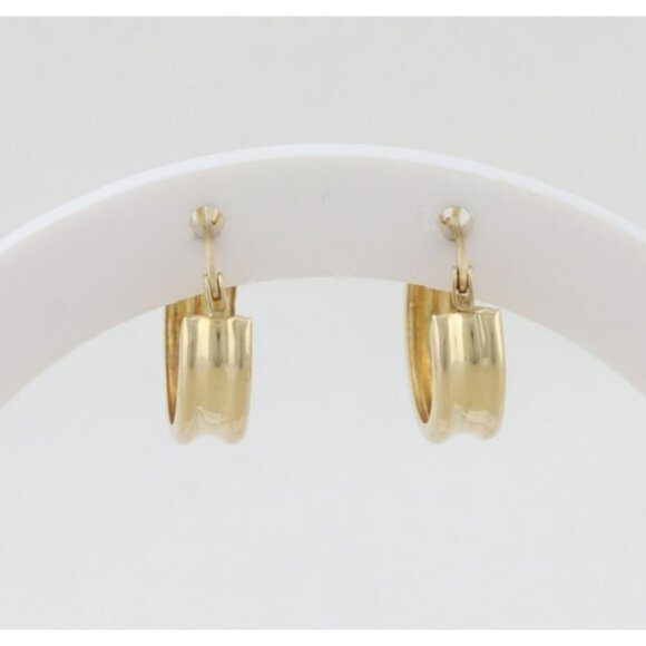 14k Yellow Gold Small Textured Hoop Earrings 5/8" Hoops - Picture 1 of 8